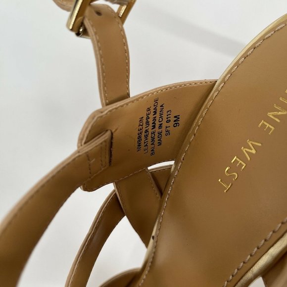 Nine West Tan Strappy Sandal Heels Sz 9 - Picture 7 of 8
